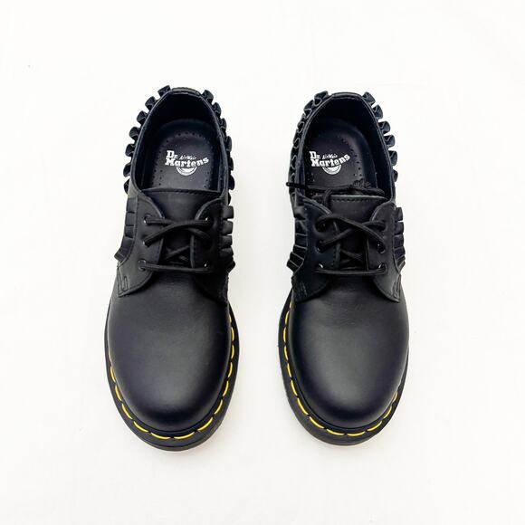 Dr. Martens Docs 1461 Frill Black Ruffled Leather Accent Loafer Size 6 NWT - Picture 1 of 6